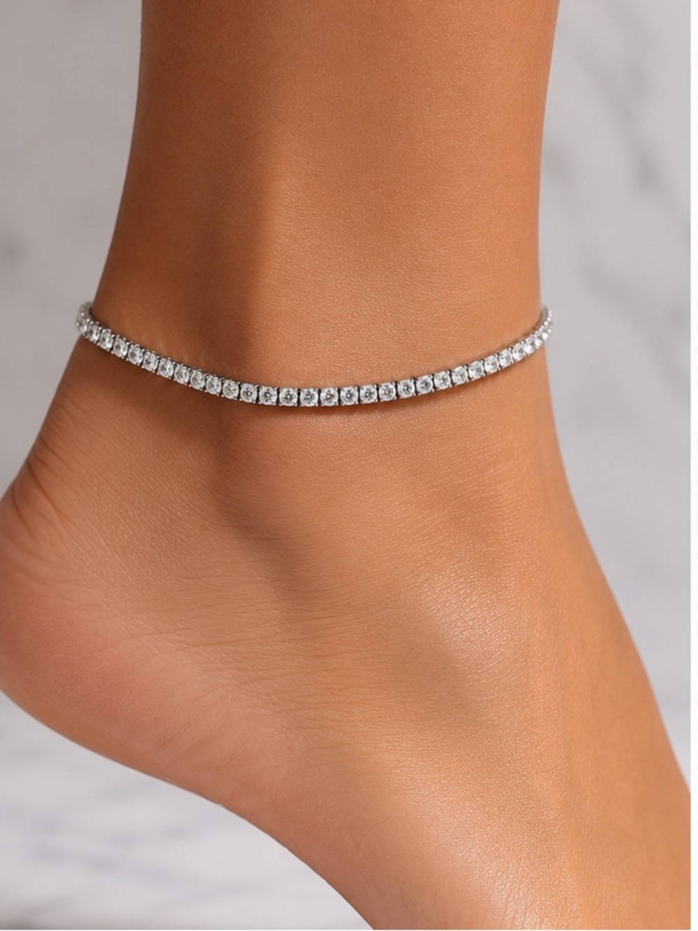 NWOT 18K White Gold Filled Tennis Anklet|10–11”| AAA CZ Stones|Iced Out Sparkle